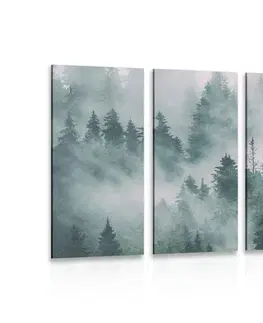 Obrazy prírody a krajiny 5-dielny obraz hory v hmle