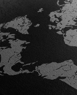 Obrazy mapy Obraz stará mapa sveta na abstraktnom pozadí v čiernobielom prevedení