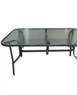 Záhradné stoly Záhradný sklenený stôl 150x90x70 čierna