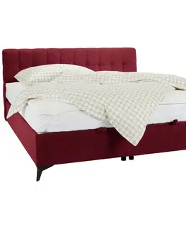 Postele s úložným priestorom Kontinentálna posteľ Magic, 180x200cm,červená