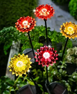 Vonkajšie osvetlenie Solárne zápichy Krištáľové kvety, súprava 5 ks