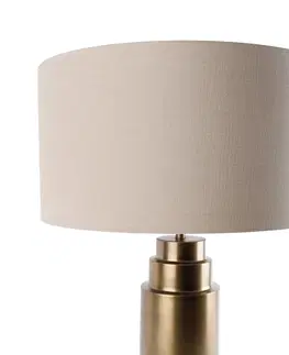 Stolove lampy Tafellamp brons stoffen kap lichtbruin 50 cm - Bruut