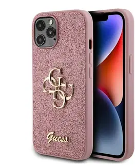 Puzdrá na mobilné telefóny Guess PU Fixed Glitter 4G Metal Logo Zadný Kryt pre iPhone 1212 Pro, pink 57983116637