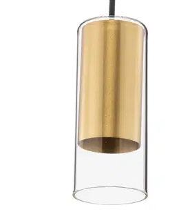 Závesné svietidlá Euluna Cylindrické závesné svetlo, číre/mosadzné, výška 15 cm