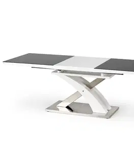 Stoly v podkrovnom štýle Rozkladací stôl Sandor 2 160/220x90cm  Sklo-Čierna/Mdf-Biely