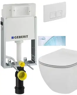 Záchody GEBERIT KOMBIFIXBasic vr. bieleho  tlačidla DELTA 50 + WC Ideal Standard Tesi so sedadlom SoftClose, AquaBlade 110.100.00.1 50BI TE1