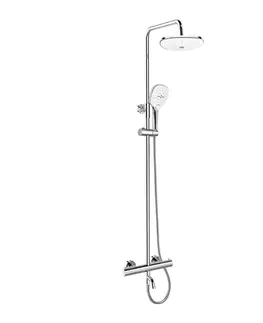 Kúpeľňové batérie MEREO MEREO - Sprchový set: Termostatická nástenná vaňová batéria, ručná a tanierová sprcha a hadica CB60101TSL