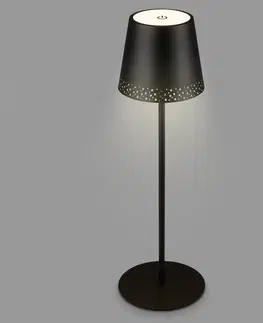 Vonkajšie osvetlenie terasy Briloner Stolová LED lampa Kiki s batériou 3 000 K, čierna