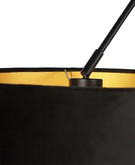 Zavesne lampy Závesná lampa so zamatovými odtieňmi čierna so zlatou 35 cm - Blitz II čierna