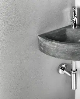 Kúpeľňa SAPHO - BLOK kamenné umývadlo rohové 30x30cm, čierny Antracit 2401-30