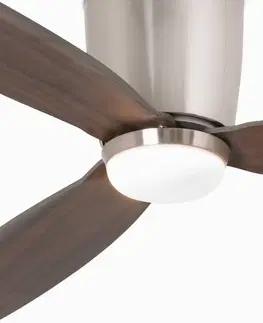 Stropné ventilátory so svetlom FARO BARCELONA Stropný ventilátor Nias LED DC nikel/drevo tmavá