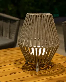 Vonkajšie osvetlenie terasy Newgarden Newgarden Conta LED dobíjacia stolová lampa taupe 32cm