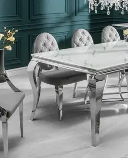 Jedálenské stoly Jedálenský stôl ZETHOS Dekorhome Bielo-sivý mramor