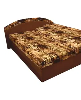 Postele Manželská posteľ, s molitánovými matracmi, hnedá/vzor, PETRA