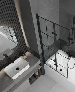 Sprchové dvere MEXEN/S - Cubik obdĺžniková vaňa 150 x 70 cm s panelom + vaňová zástena 80 cm, čierna vzor 550315070X9208027077