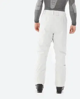 nohavice Pánske hrejivé lyžiarske nohavice 500 rovný strih svetlobéžové