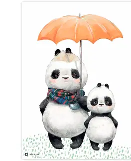 Obrazy do detskej izby Dve pandy s dáždnikom na stenu