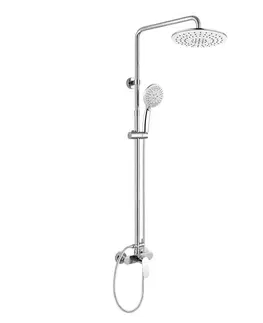 Kúpeľňové batérie MEREO - Viana sprchová batéria s hlavovou guľatou sprchou, biela CBE60104SH