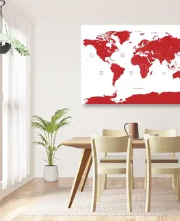 Obrazy mapy Obraz mapa sveta s jednotlivými štátmi v červenej farbe