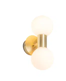 Nastenne lampy Moderné nástenné svietidlo zlaté IP44 2-svetlá - Cederic