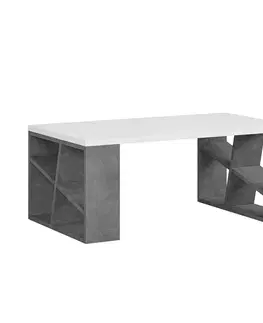Konferenčné stolíky Dizajnový konferenčný stolík CHIARA, biely / šedý
