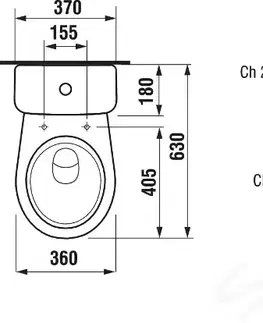 Kúpeľňa JIKA - Lyra plus Kombinačný klozet, 635mm x 770mm x 360mm, zvislý odpad, bílý - klozet, bočné napúšťanie H8263870002413