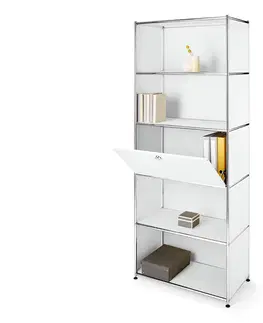 Bookcases & Standing Shelves Vysoký kovový regál »CN3« s výklopnou priehradkou, biely