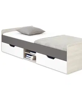 Jednolôžkové postele Posteľ 90 Remo RM15 dub wilton/biela/antracit