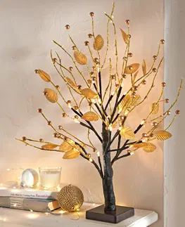 Drobné dekorácie a doplnky LED strom "Zlaté listy"