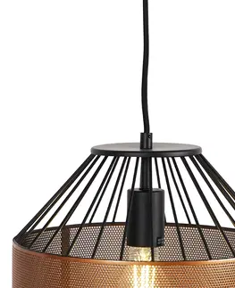 Zavesne lampy Dizajnové závesné svietidlo medené s čiernou 30 cm - Mariska