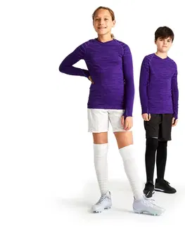 ragby Detské spodné tričko na futbal Keepdry 500 s dlhými rukávmi fialové