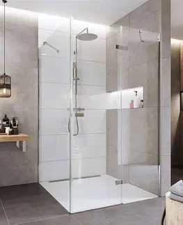 Sprchovacie kúty MEREO - Sprchový kút, Novea, štvorec, 120x120 cm, chróm ALU, sklo Číre, dvere pravé a pevný diel CK10417ZP