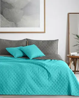 Prikrývky na spanie DecoKing Prehoz na posteľ Axel sivá, tyrkysová, 220 x 240 cm