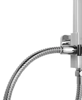 Sprchy a sprchové panely SAPHO - Sprchový stĺp k napojeniu na batériu, pevná a ručná sprcha, hranatý, chróm 1202-29
