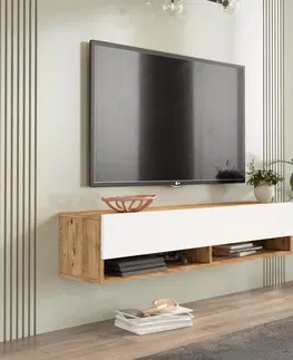 TV stolíky závesný TV stolík FREY 11, farba borovica + biela