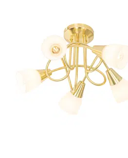 Stropne svietidla Klasické stropné svietidlo zlaté s opálovým sklom 5-svetlo - Inez
