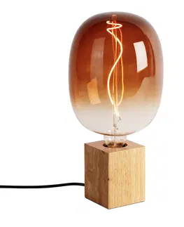 Stolove lampy Vidiecka stolová lampa z prírodného dreva vrátane LED G170 - Bloc