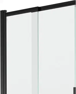 Sprchové dvere MEXEN - Fox 2-krídla posuvná vaňová zástena 85 x 150 cm, transparent, čierna 891-085-002-70-00