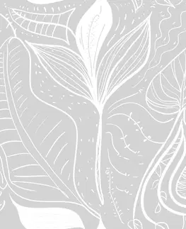 Tapety príroda Tapeta magické listy v šedom prevedení