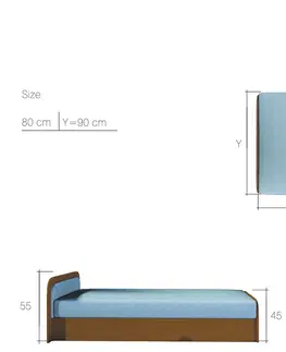 Postele NABBI Pinerolo 80 L jednolôžková posteľ (váľanda) s úložným priestorom svetlomodrá