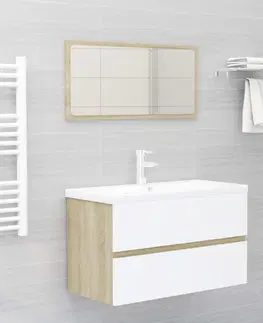 Kúpeľňové skrinky Skrinka pod umývadlo 80 cm Dekorhome Dub sonoma / biela
