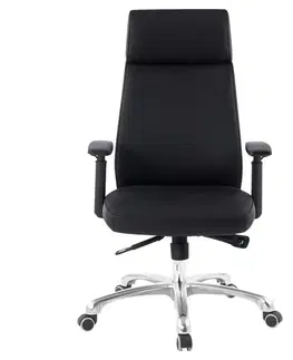 Kancelárske kreslá Otočná kožená stolička Porto Čierna