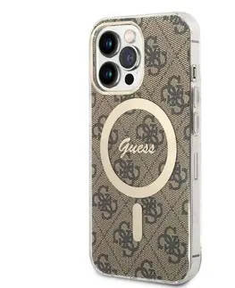 Puzdrá na mobilné telefóny Puzdro Guess 4G IML MagSafe for Apple iPhone 13 Pro Max, hnedé 57983114244