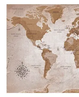 Tapety Samolepiaca tapeta mapa v odtieňoch hnedej farby - Oriental Travels