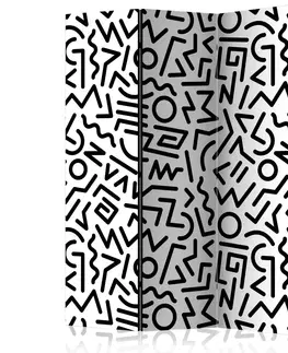 Paravány Paraván Black and White Maze Dekorhome 135x172 cm (3-dielny)