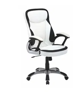 Kancelárske stoličky KONDELA Afra kancelárske kreslo s podrúčkami biela / čierna