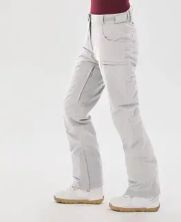 nohavice Dámske nepremokavé snowboardové nohavice SNB 500 biele