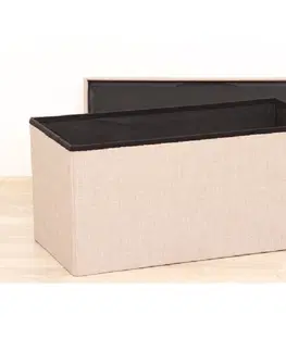Taburetky KONDELA Orelia skladacia taburetka s úložným priestorom béžová