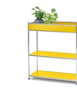 Dressers Kovový konzolový stolík »CN3« s úložným priestorom, žltý