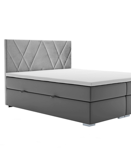 Postele KONDELA Ora čalúnená manželská posteľ s matracom sivá